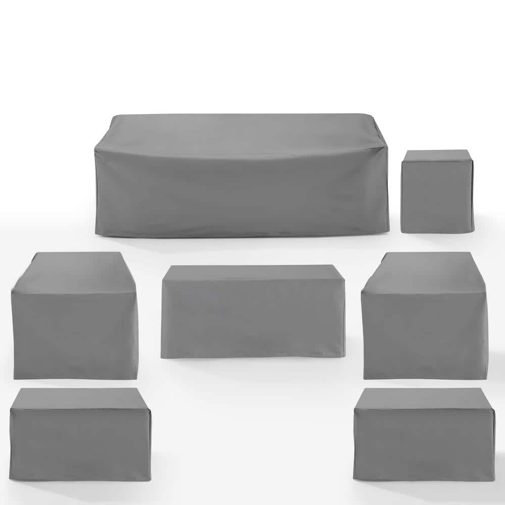 Gray Heavy-Duty Vinyl 7-Piece Outdoor Furniture Cover Set