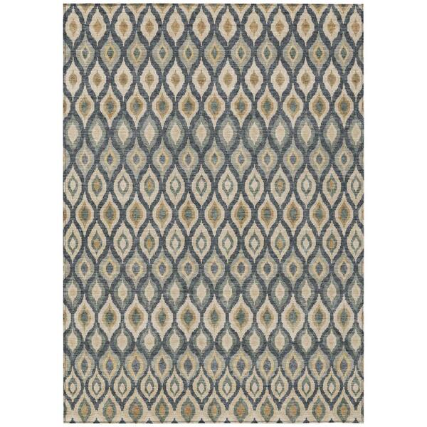 Chantille Machine Washable Indoor/Outdoor Abstract ACN3122 Graphite 9 ft. x 12 ft. Area Rug