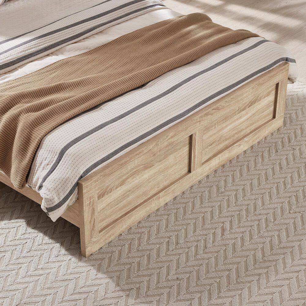 Talia Brown Wood Frame Queen Platform Bed with High Headboard Design, Solid Wood Legs, Sound-Absorbing Foam for Bedroom - thumbnail 10