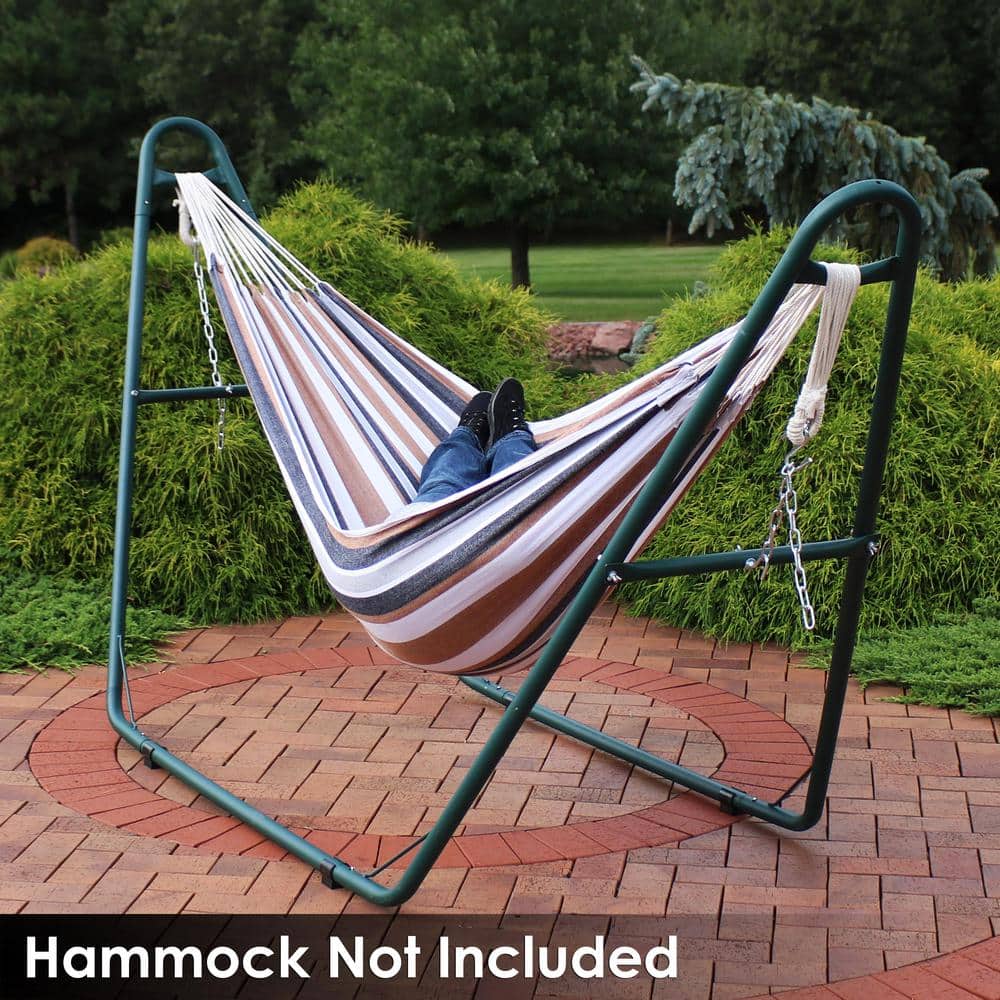 Green Powder-Coated Steel Universal Hammock Stand for 2-Person
