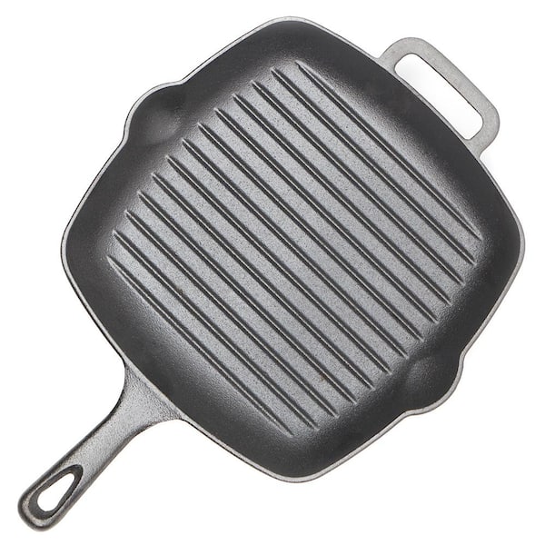Home Basics 10 in. Pre-Seasoned Cast Iron Square Grill Pan