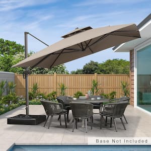 9 ft. x 12 ft. Double Top Aluminum Rotation Outdoor Cantilever Patio Umbrella in Taupe