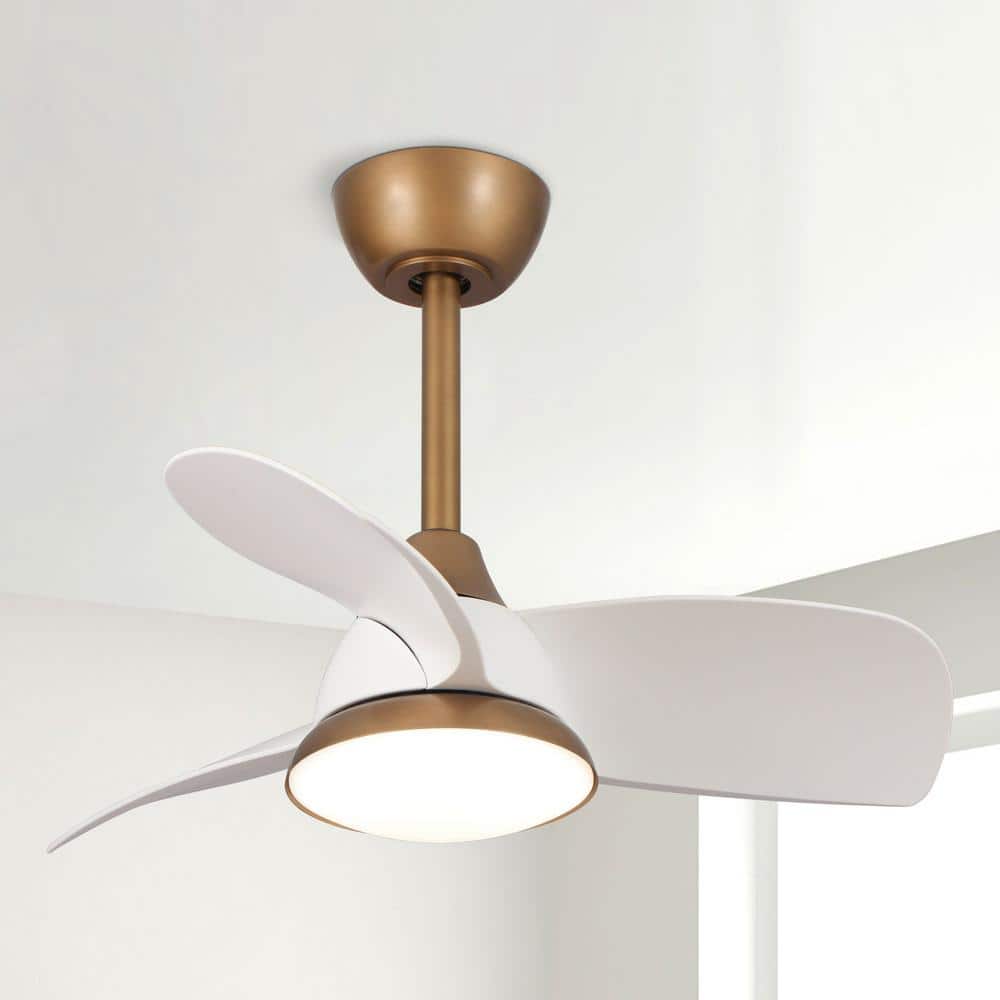 28 in. Integrated LED Brass Gold Ceiling Fan with Light and Remote Control price history on PriceWatchPro