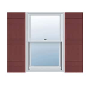 14 in. x 58 in. Lifetime Vinyl TailorMade Four Board Joined Board and Batten Shutters Pair Wineberry