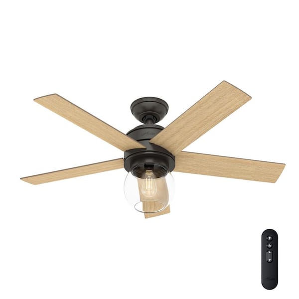 Hunter Leander 46 In Led Indoor Noble Bronze Ceiling Fan With Light Kit And Handheld Remote Control 52173 The Home Depot - Can You Add A Remote To Hunter Ceiling Fan