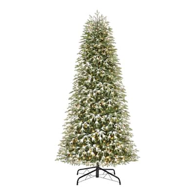 9 ft Snowfall Shimmer Noble Fir Pre-Lit LED Artificial Christmas Tree with 800 Warm White M5 Lights