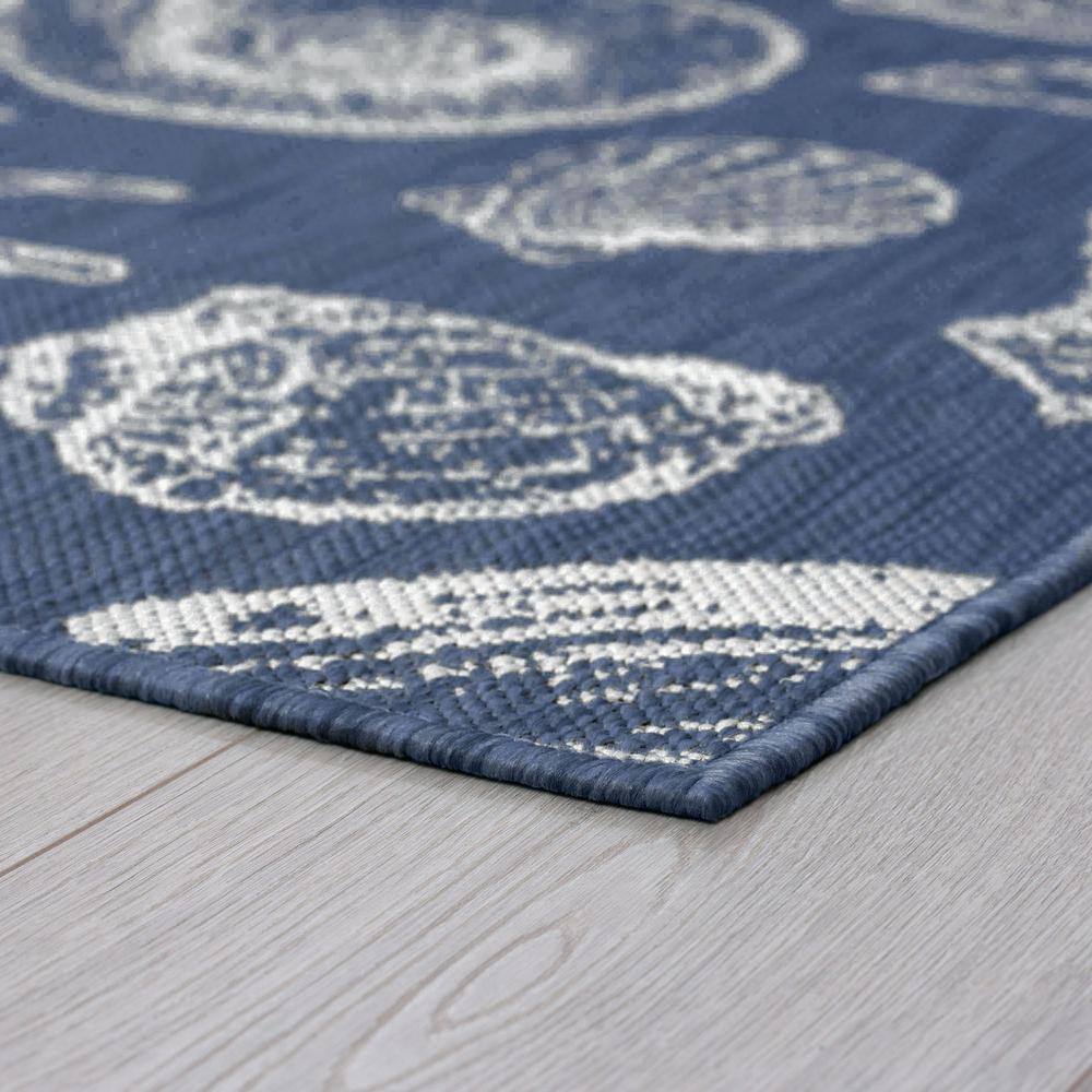Navy and White Synthetic Coastal 2x3 Area Rug