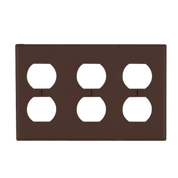 Leviton 3-Gang Brown Duplex Outlet/Receptacle Plastic Standard Wall Plate (1-Pack) 85030