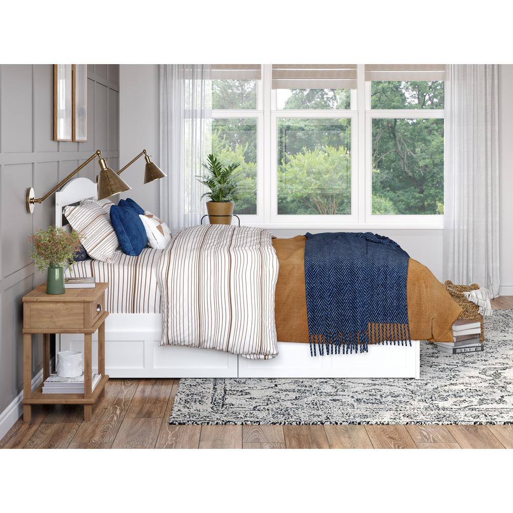 Mission Queen Platform Bed with Storage Drawers and Wood Headboard