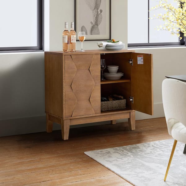 JAYDEN CREATION Madge Seadrift 30 in. Tall 2-Door Accent Storage Cabinet with Adjustable Shelves and Adjustable Legs