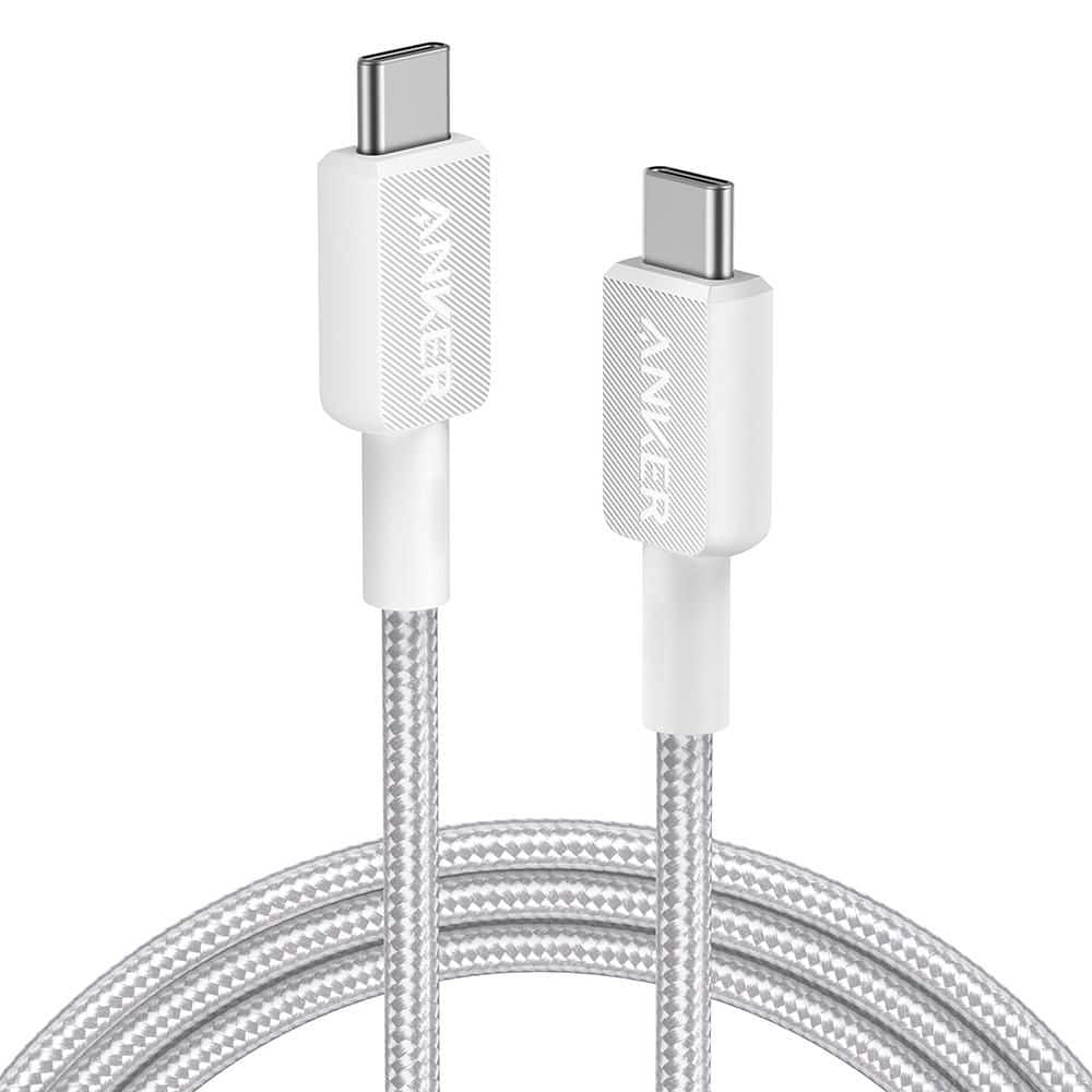 Anker 322 USB-C to USB-C Cable, 6 ft. Braided, White