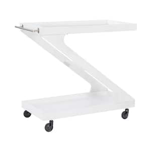Zuni Z White Bar Cart with 2-Shelves and Casters