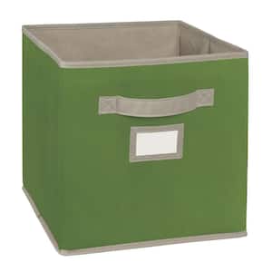 11 in. D x 11 in. H x 11 in. W Green Fabric Cube Storage Bin