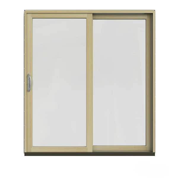 JELD-WEN 72 in. x 80 in. W-2500 Contemporary Desert Sand Clad Wood Right-Hand Full Lite Sliding Patio Door w/Unfinished Interior