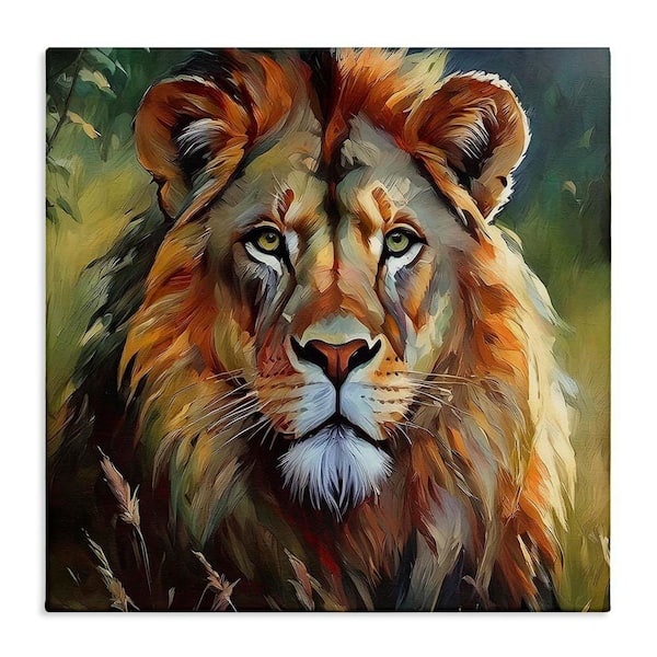 Stupell Industries Painterly Lion Portrait by Noah Bay Unframed Animal Graphic Art Print 24 in. x 24 in.