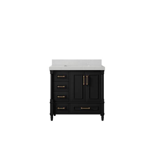 Willow Collections Hudson 36 in. W x 22 in. D x 36 in. H Single Sink Bath Vanity Center in Black with 2 in. Carrara Quartz Top