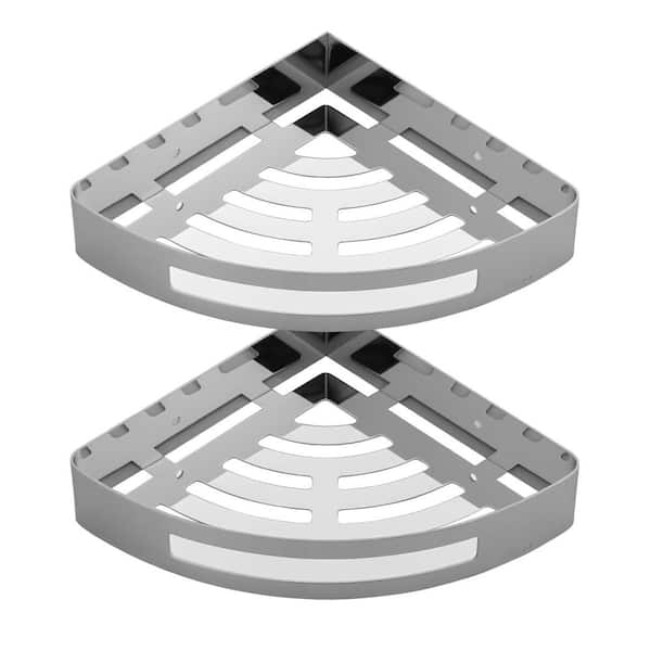 ALEASHA Wall Mounted Triangular Corner Shower Caddy in Chrome (2-Pieces)