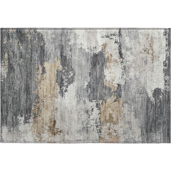Mayfield Premium Machine Washable Abstract AMF2372 Charcoal 2 ft. x 3 ft. Accent Rug