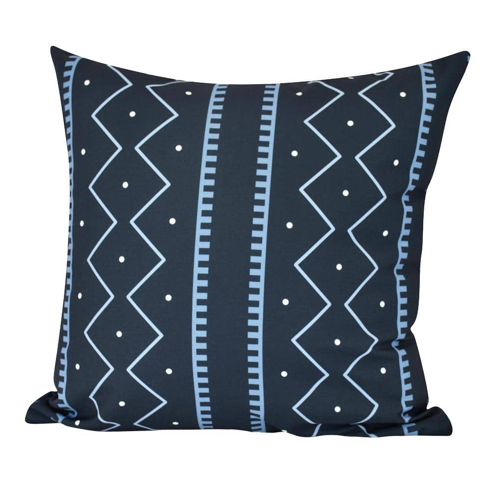 Mudcloth Navy Blue Geometric 20 in. x 20 in. Throw Pillow