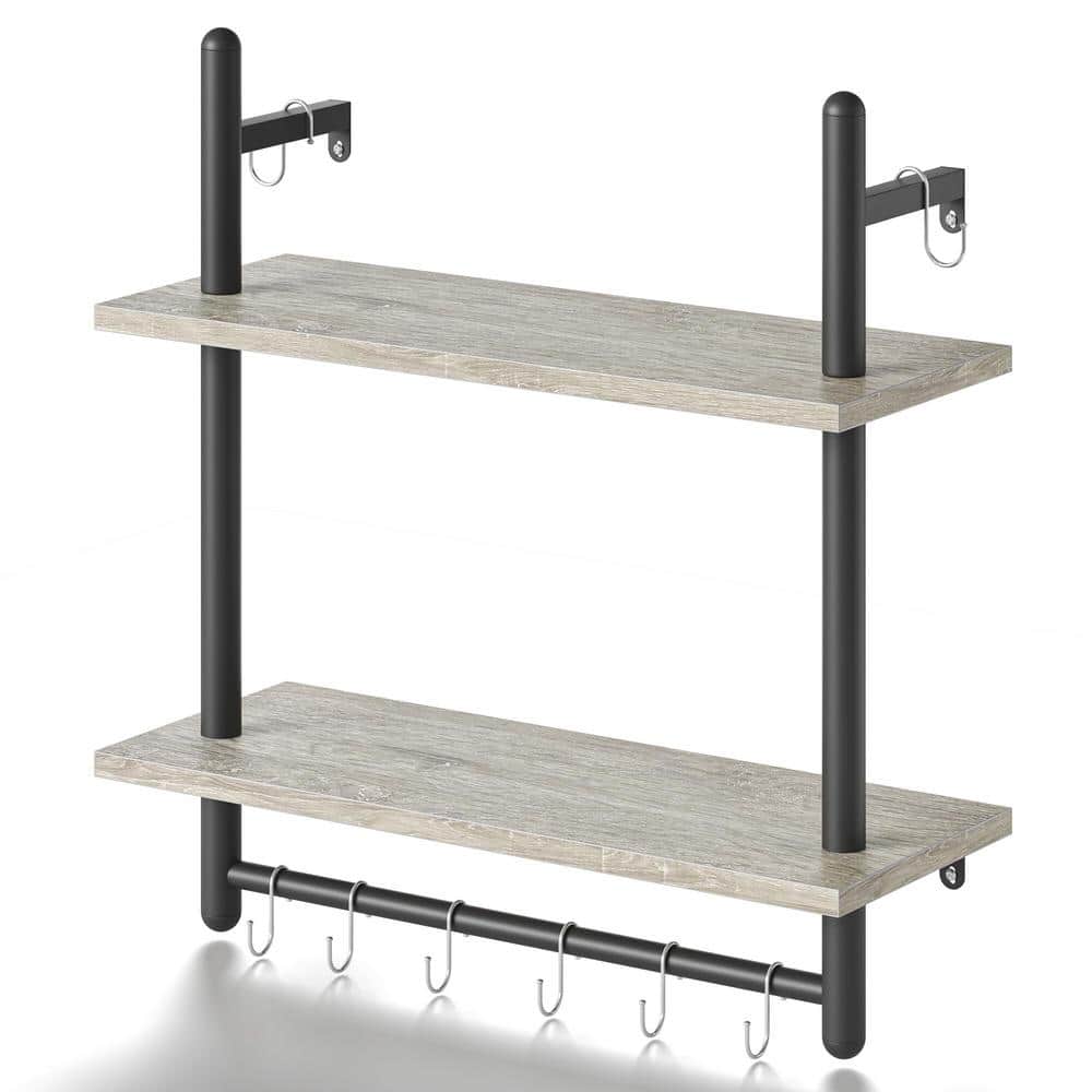 23.6 in. W x 9.4 in. D Charcoal Black ​Industrial Floating Decorative Wal