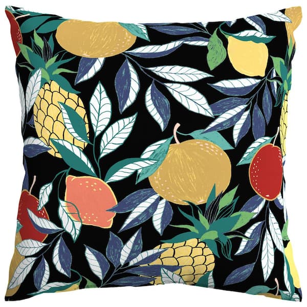 Hampton Bay Ruta Pineapple Citrus Outdoor Square Throw Pillow