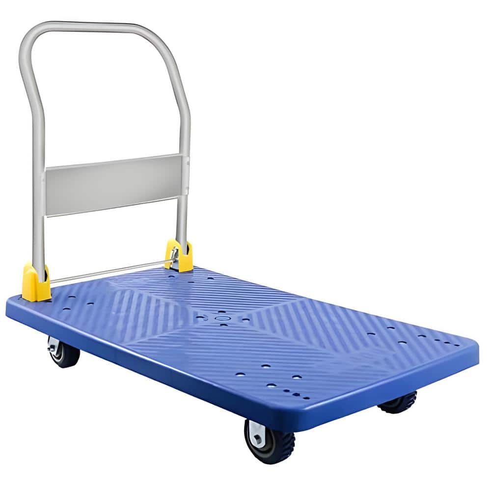 Blue Metal 1320 lb. Capacity Platform Truck Dolly Cart with Swivel Wheels F