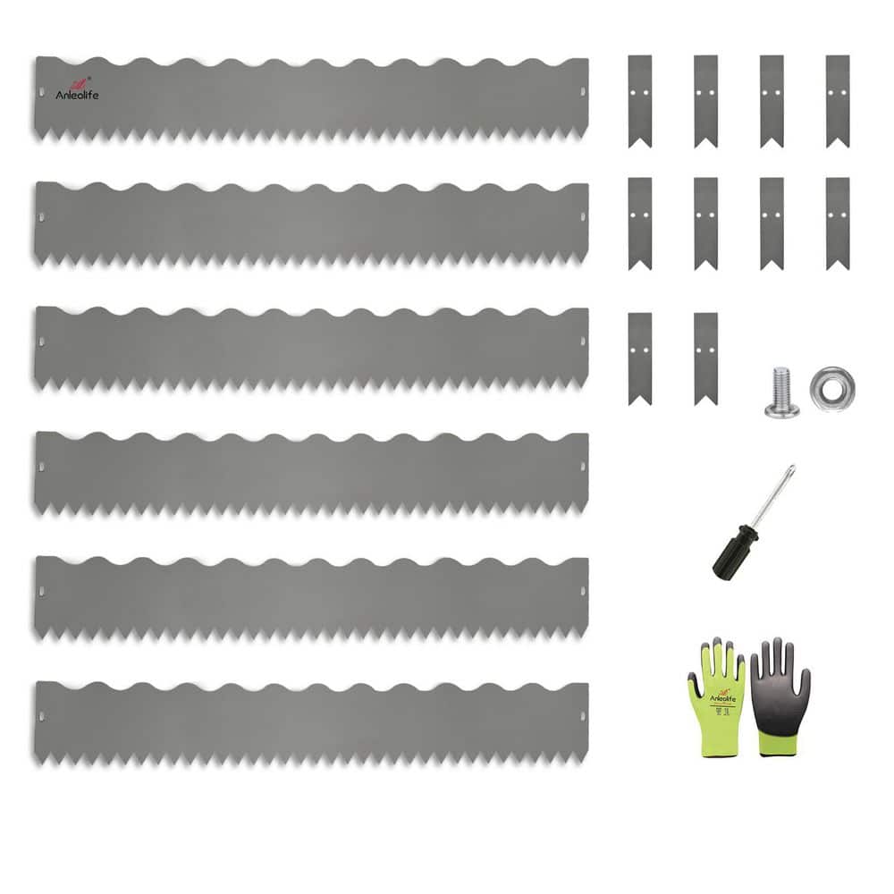 6-Pack 40 x 0.04 x 8 in. Galvanized Steel Wave Garden Landscape Edging with