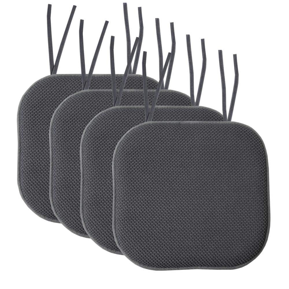 Honeycomb Memory Foam Square 16 in. x 16 in. Non-Slip Back Chair Cushion with Ties (4-Pack), Charcoal price history on PriceWatchPro