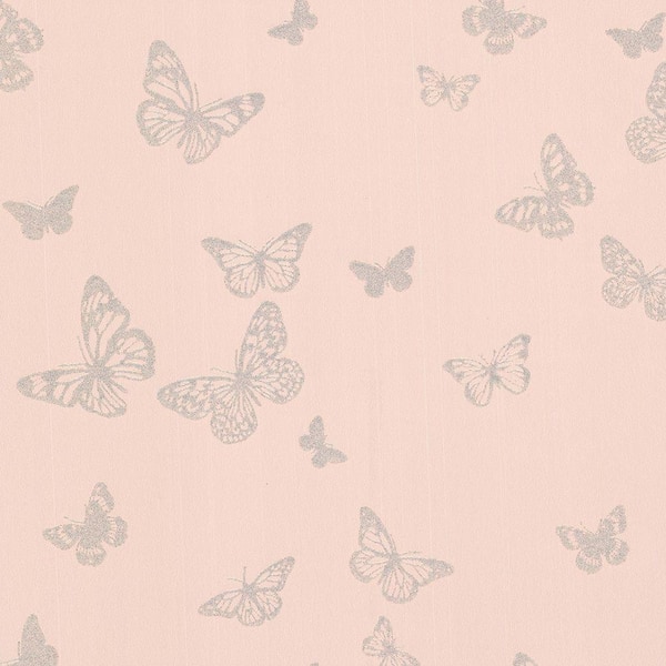 Brewster Pearl Blush Butterfly Blush Paper Strippable Roll (Covers 56.4 sq. ft.)