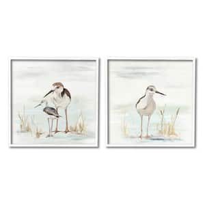 Sandpipers Among Beach Grasses Design By Patricia Pinto 2 Piece Framed Animal Art Print 17 in. x 17 in.