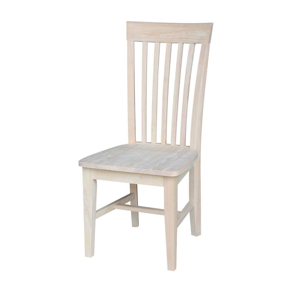 Set of 2 White High Slat Solid Wood Side Chairs