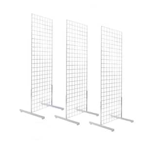 72 in. H x 24 in. W Grid wall Panel Tower with T Base Display Kit in White (3-Pack)