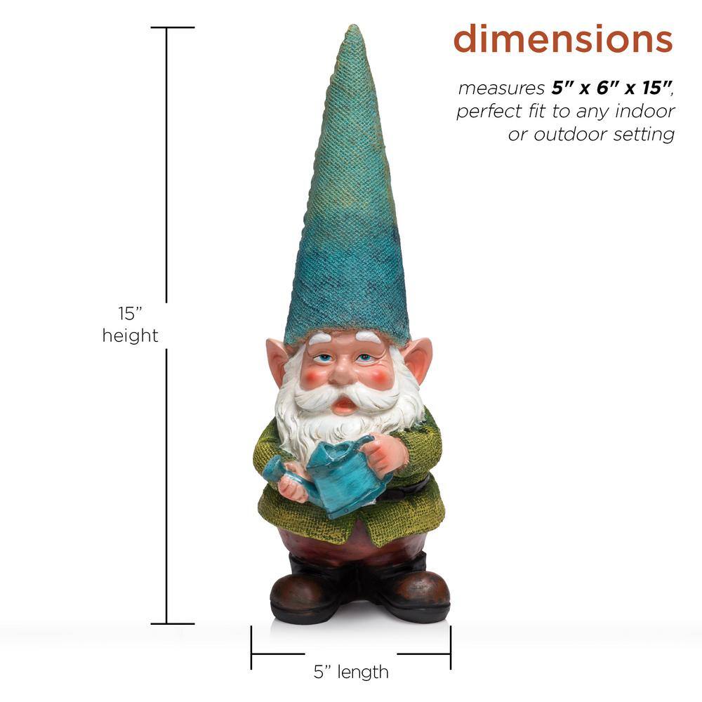 15" Multicolor Polyresin Garden Gnome with Watering Can