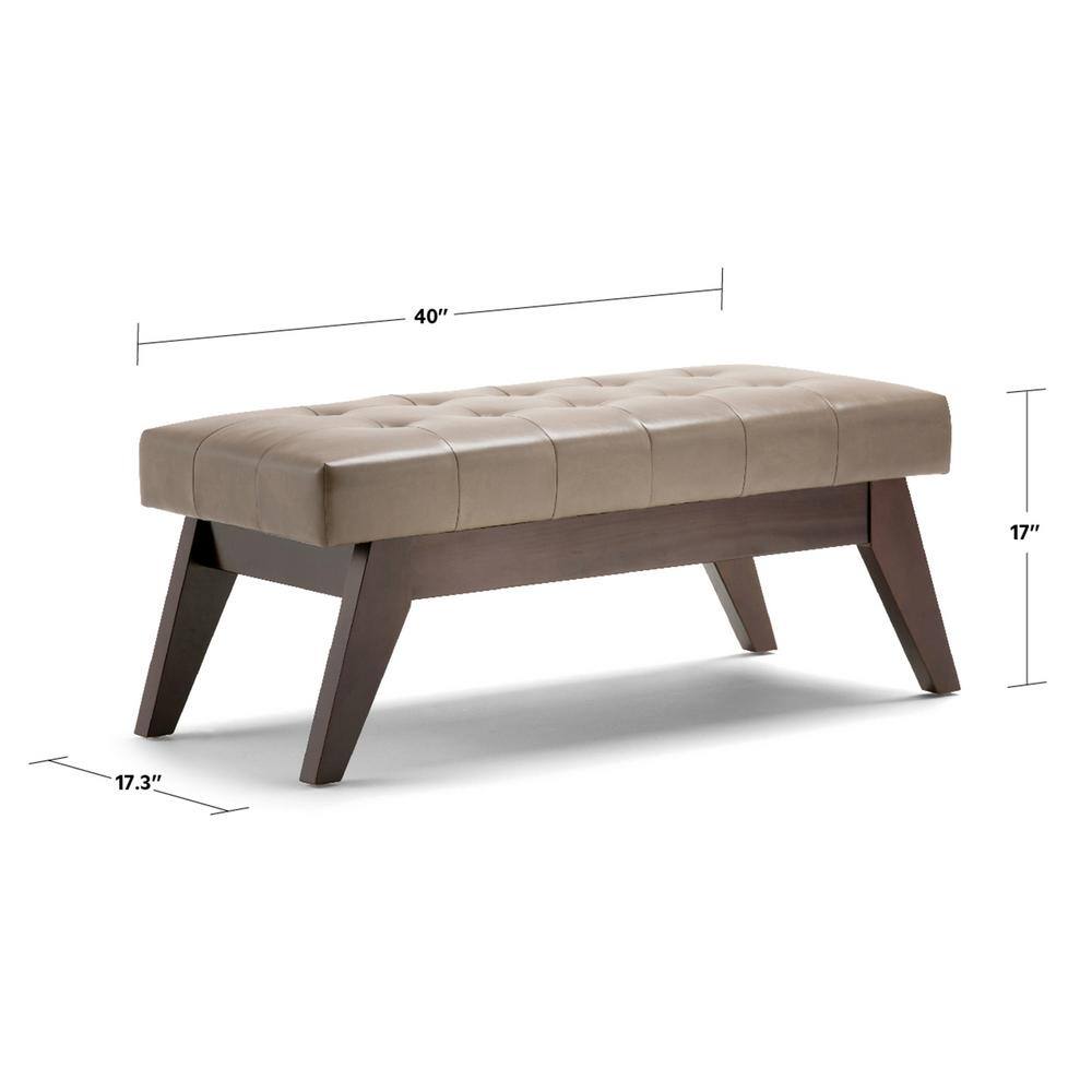 Draper 40" Taupe Faux Leather Tufted Ottoman Bench