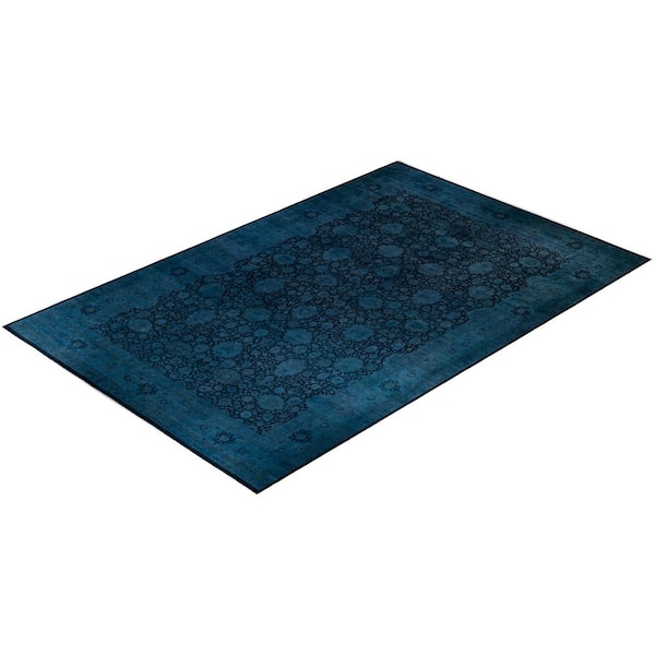 Overdyed Navy 12 ft. x 18 ft. Solid Wool Indoor Area Rug