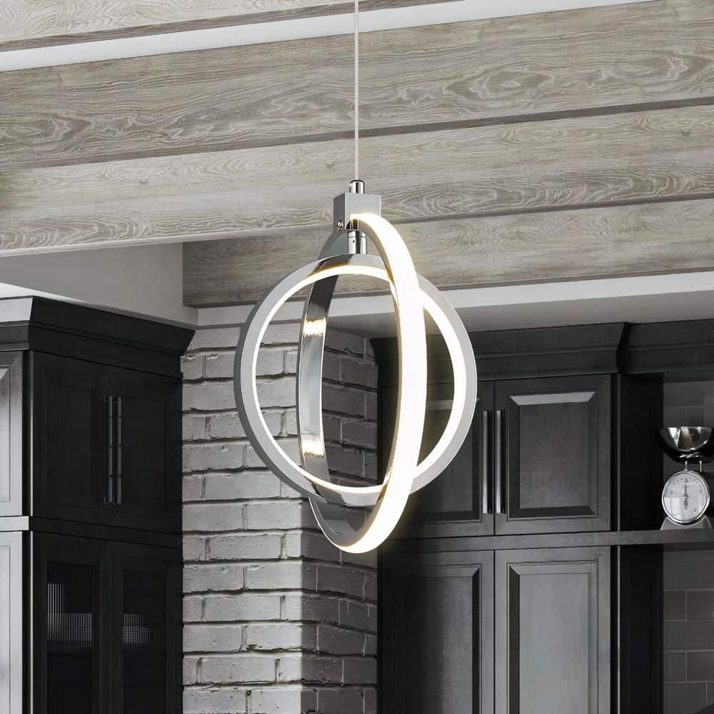 Home Lighting Chrome Round 1-Pack Modern LED Pendant Lights for Dining Room price history on PriceWatchPro