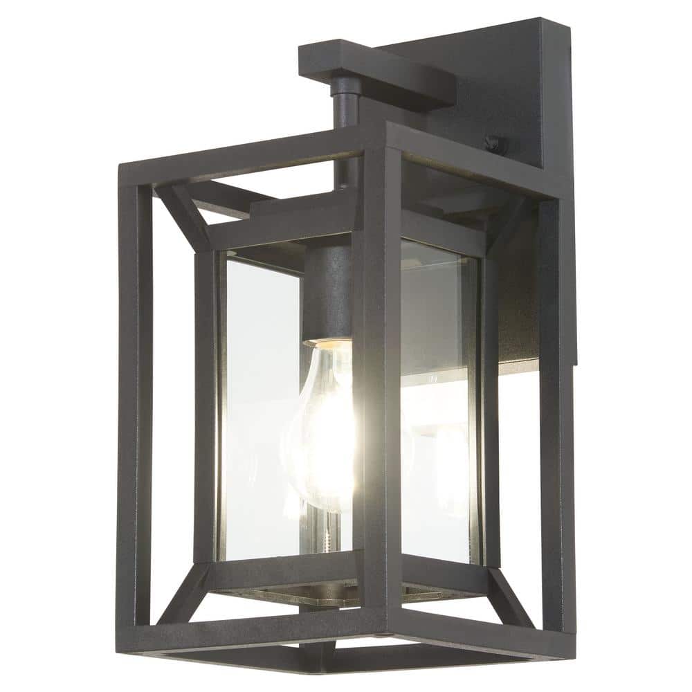 Harbor View 12.125 in. 1-Light Black Outdoor Wall Lantern Sconce with Clear Glass Shade price history on PriceWatchPro