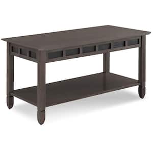 Favorite Finds 38 in. Gray Medium Rectangle Wood Coffee Table with Shelf