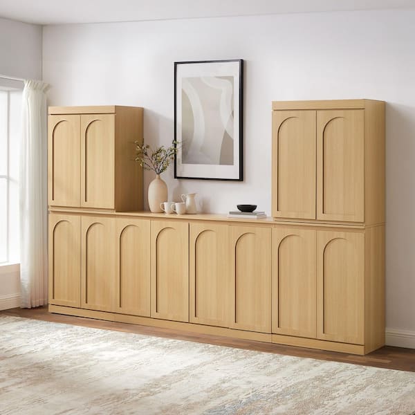 Marco Ash MDF 112.38 in. Sideboard and Pantry Set