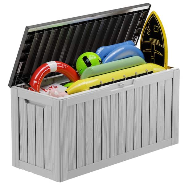 EasyUp 80 Gal. White and Black Resin Outdoor Deck Box