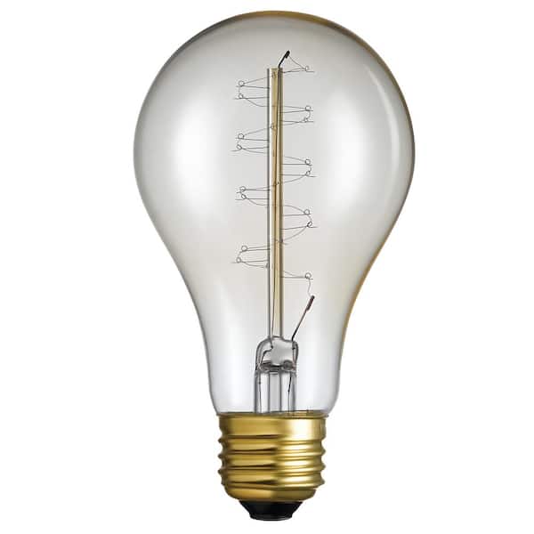 40 Watt A21 Dimmable Spiral Filament Vintage Edison Incandescent Light Bulb, Soft White Light