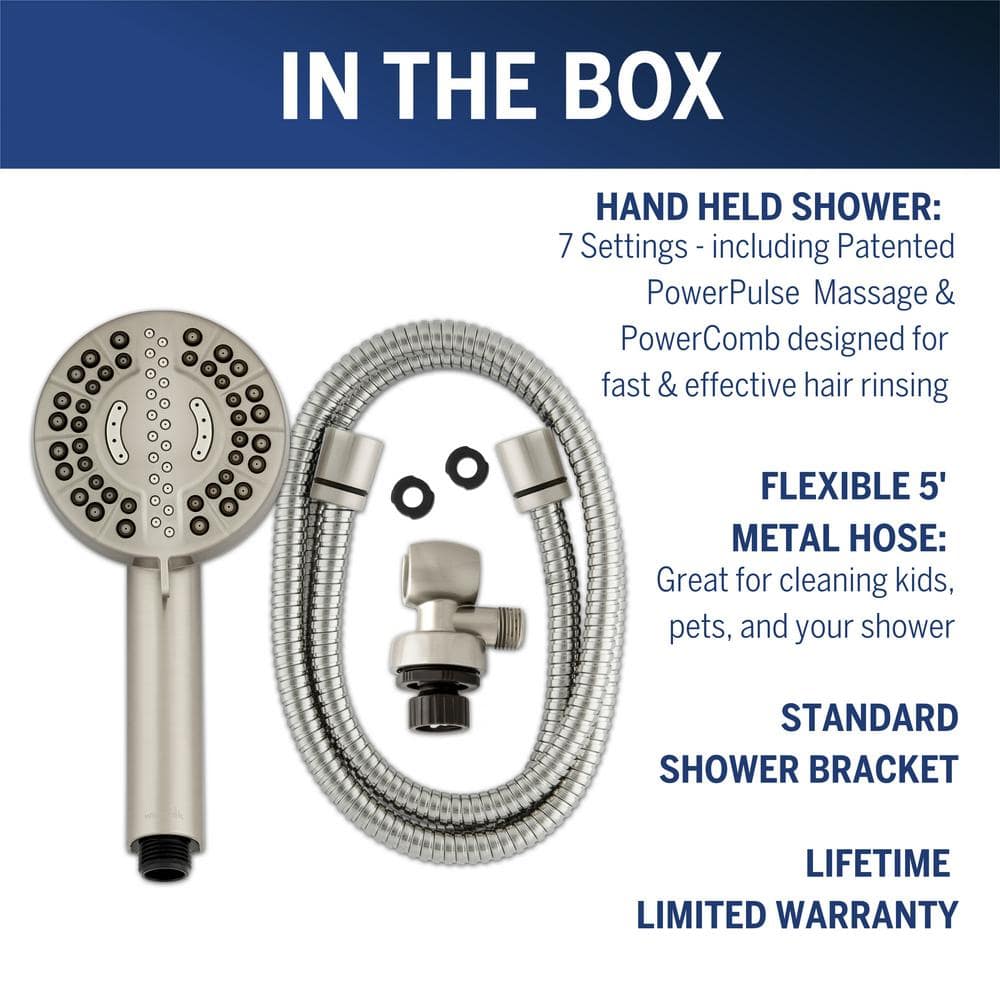 Brushed Nickel 7-Spray Wall Mounted Handheld Shower Head