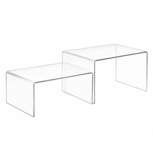 Clear Acrylic Cabinet Organizer Set of 2 with 11.7 x 7.7 x 6.2 in and 10.8 x 7.3 x 5.4 in Shelf Display