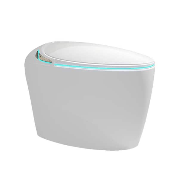 BW Elongated Smart Bidet Toilet 1.28 GPF in White with Auto Open/Close Seat, Foot Sensor, LED Display