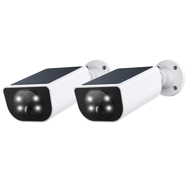 1080P Solar Security Camera with 2K Color Night Vision, PIR Detection, Waterproof, 2.4Ghz WiFi, Works with Alexa, 2-Pack