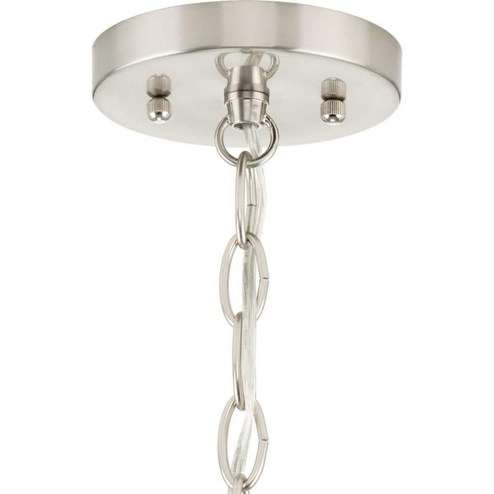 Hinton Brushed Nickel Industrial Pendant with Seeded Glass Shade