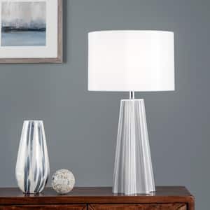 Bexley 27 in. Light Blue Glass Contemporary Table Lamp with Shade