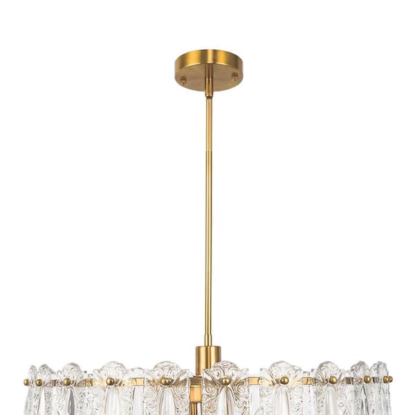 Briignite 24 in. Gold 6-Light Modern Pendant Chandelier, Semi