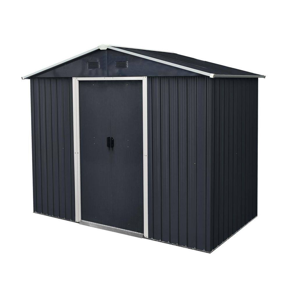 8 ft. W x 4 ft. D Metal Outdoor Shed with Double Pitched Roof and Lockable Double Door (32 sq. ft. ) in Black price history on PriceWatchPro