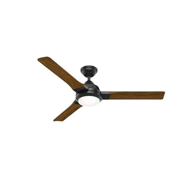 Hunter Leti 54 in. Integrated LED Indoor Matte Black Ceiling Fan with Light Kit and Wall Control